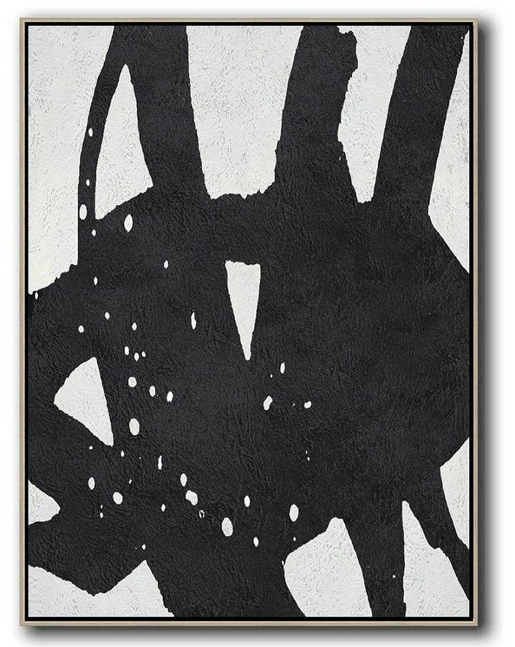Family Wall Decor,Black And White Minimal Painting On Canvas - Large Contemporary Art Canvas Painting